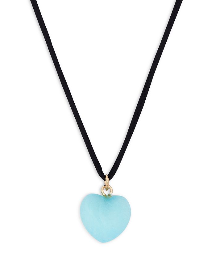 Argento Vivo Gemstone Heart Cord Pendant Necklace in 18K Gold