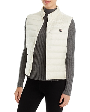 Shop Moncler Liane Stand Collar Down Puffer Vest In Natural