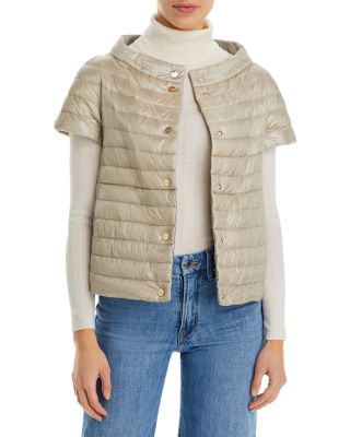 ジャケット HERNO Short-sleeved l-effect cape Herno Women's Short-sleeved Metal-effect Cape In Grey | ModeSens