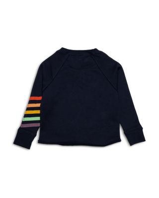Girls Cropped Crew Neck with Rainbow Stripes - Little Kid, Big Kid