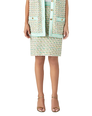 St John Women's Bouclé Tweed Pencil Skirt In Green Multi