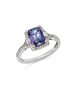 Bloomingdale's Tanzanite & Diamond Halo Ring In 14k White Gold - 100% Exclusive In Blue/white
