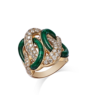 Bloomingdale's Malachite & Diamond Pave Ring In 14k Yellow Gold - 100% Exclusive In Green/gold