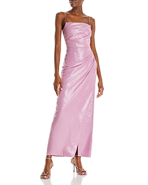 HALSTON ALANIA PLEATED SEQUINED GOWN