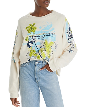 Shop Mother Cotton The Boost Cut Off Sweatshirt In Esr Esca