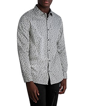 KARL LAGERFELD PARIS - Cotton Blend Geo Print Slim Fit Button Down Shirt 