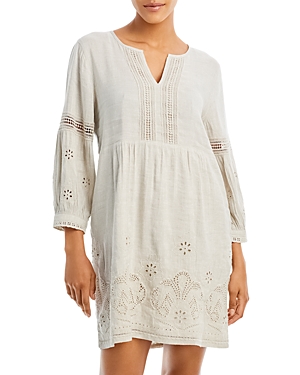 Tommy Bahama St. Lucia Split Neck Linen Blend Cover-up Dress In Twill