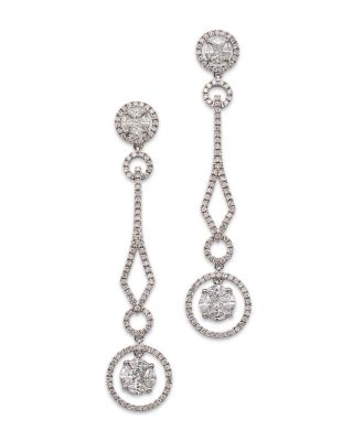 Bloomingdale's Fine Collection Diamond Multi Cut Geometric Drop Earrings in 14K White Gold, 2.63 ct. t. w. - Exclusive
