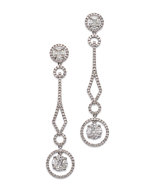 Bloomingdale's Diamond Multi Cut Geometric Drop Earrings In 14k White Gold, 2.63 Ct. T.w. - 100% Exclusive