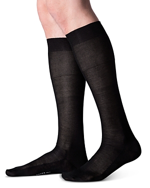 Shop Falke No. 4 Silk & Nylon Knee High Dress Socks In Black