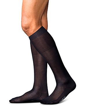 Falke No. 4 Silk & Nylon Knee High Dress Socks In Dark Navy