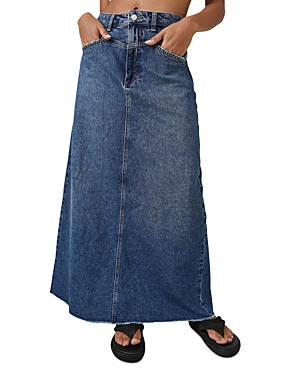 Shop Free People Come As You Are Denim Maxi Skirt In Dark Indigo