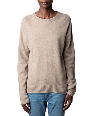 Zadig & Voltaire Cici Patch Cashmere Crewneck Sweater In Ficelle