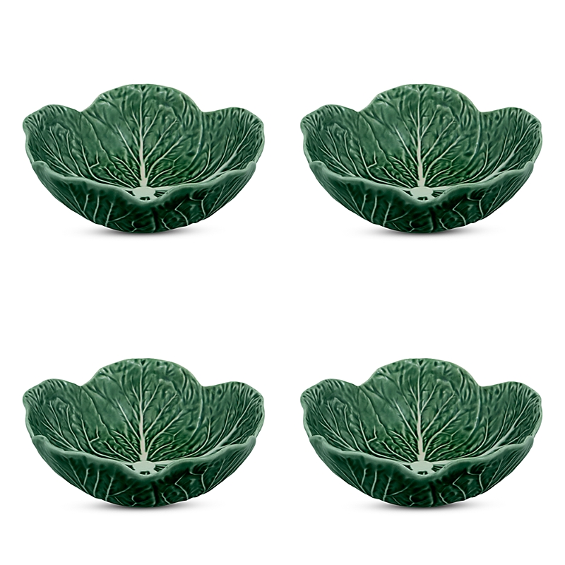 Bordallo Pinheiro Cabbage Cereal Bowl 4-piece Set In Green