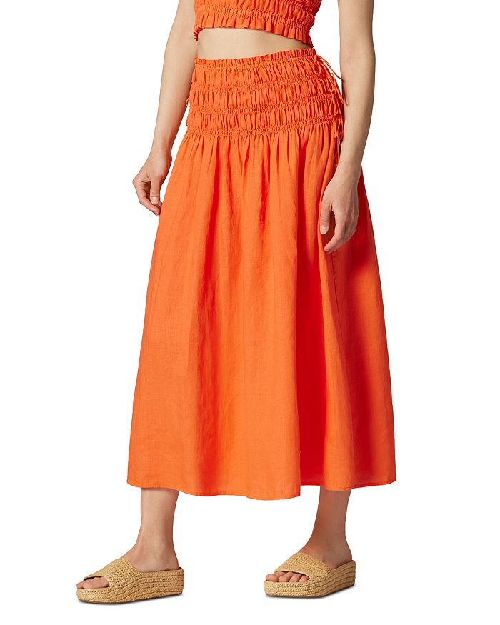 Joie Clover Linen Smocked Midi Skirt | Bloomingdale's