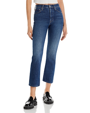 Mother The Tomcat High Rise Ankle Straight Leg Jeans in Cannonball