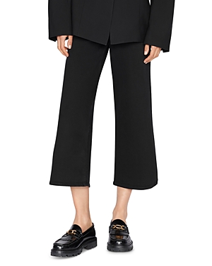 Shop Frame The Jetset High Rise Cropped Wide Leg Jeans In Sheen Noir