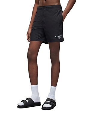 Allsaints Mens Jet Black Underground Logo-print Recycled-polyamide Swim Shorts Xl In Jet Black