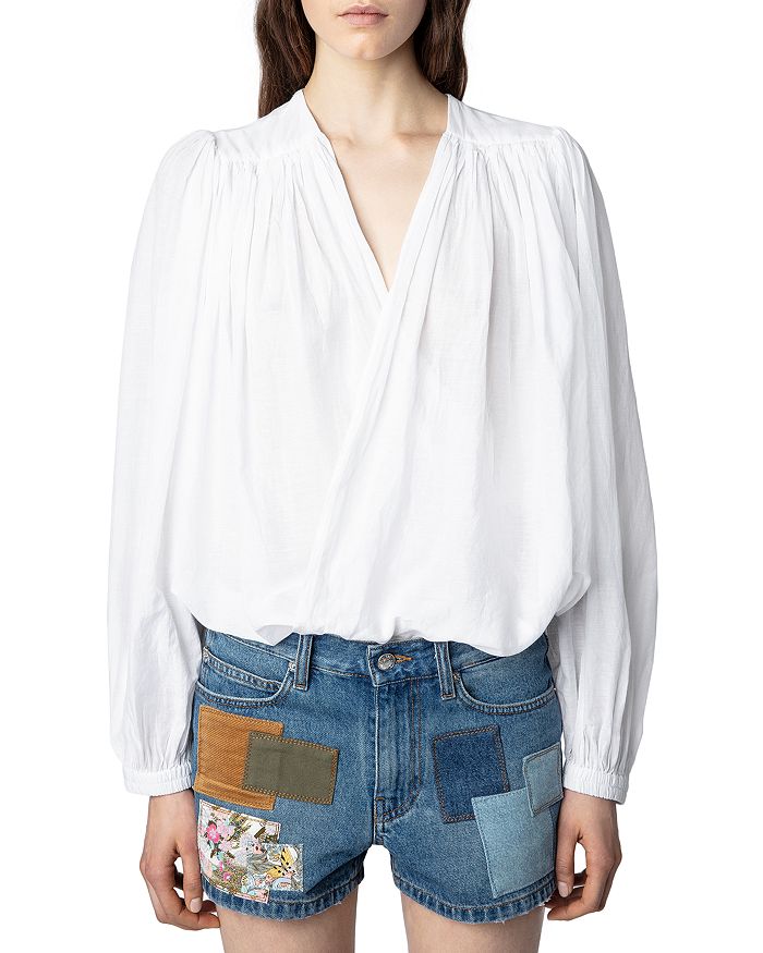 Blouse Zadig & Voltaire En Coton Blanc Brodée - Taille M - État Neuf Occasion - Pour Femme