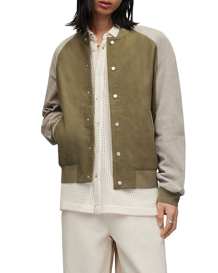 ALLSAINTS Mist Leather Suede Bomber Jacket Bloomingdale s