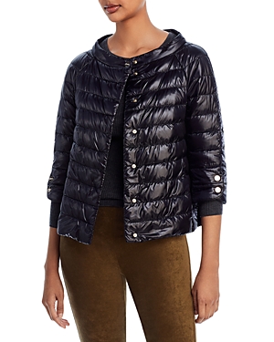 Shop Herno Cropped Down Puffer Jacket In Black