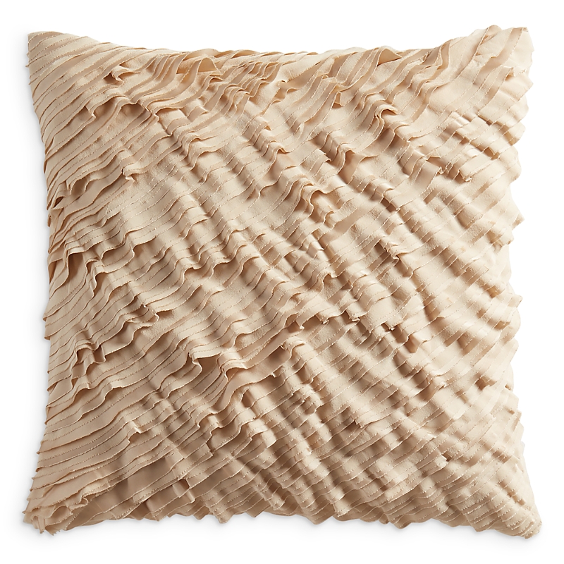 Donna Karan Home Ruffle Decorative Pillow, 18" X 18" In Gold