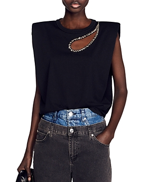 Shop Sandro Gustave Cut Out Top In Black