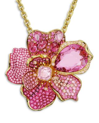 Swarovski Idyllia Pink Crystal Flower Convertible Pin & Pendant