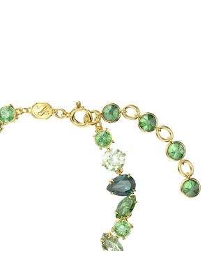 Gema Green Crystal Flex Bracelet in Gold Tone