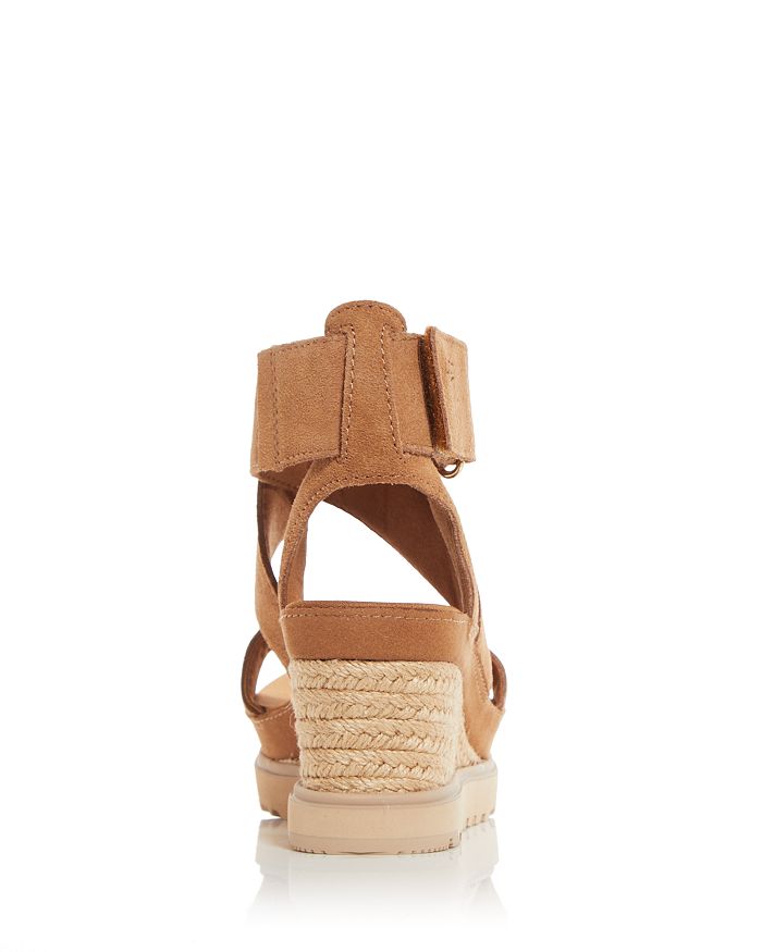 Shop Ugg Women's Ileana Platform Wedge Espadrille Sandals In Chestnut