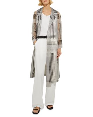 Misook - Embroidered Stripe Organza Jacket