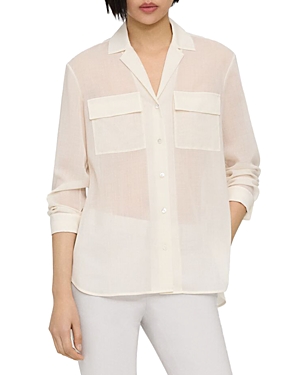 THEORY NOTCHED COLLAR BUTTON FRONT SHIRT
