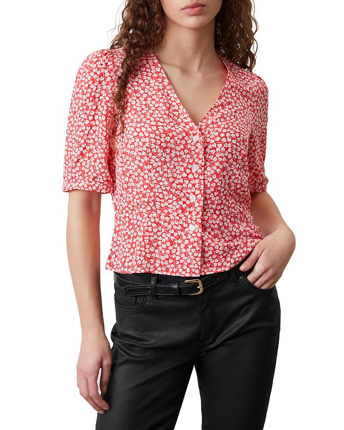 Haut Tunique Gérard Darel Taille 36 - Coton, Soie, Viscose - Imprimé Carreaux Rose Et Bleu Pastel - Occasion Parfait état