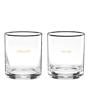 Shop Kate Spade New York Cheers To Us Double Old Fashioned Glasses, Set Of 2 In Clear