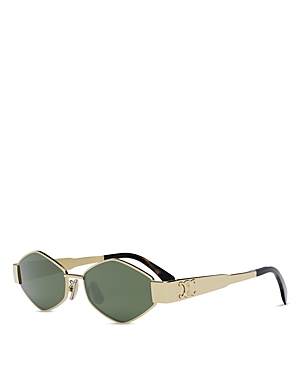 Shop Celine Metal Triomphe Geometric Sunglasses, 54mm In Gold/green Solid