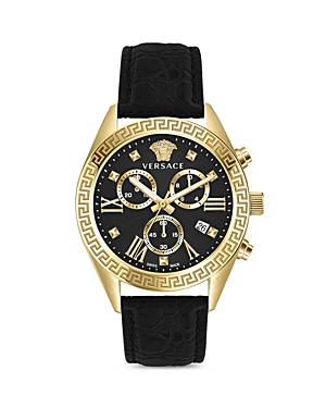 Shop Versace Greca Chronograph, 40mm In Black