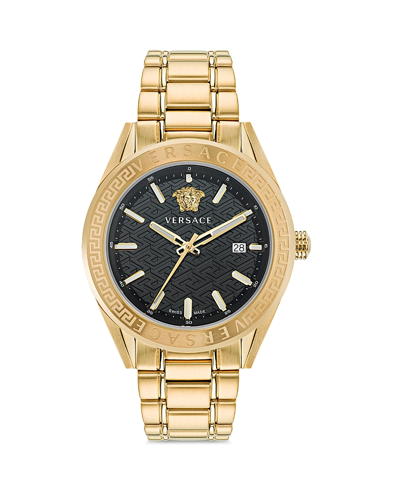 Versace V-code Bracelet Watch In Black/gold