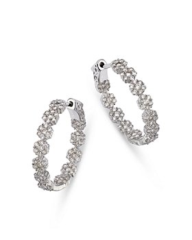 Bloomingdale's - Diamond Cluster Flower Hoop Earrings in 14K White Gold, 2.50 ct. t.w. - 100% Exclusive