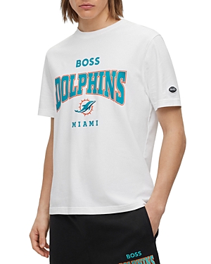 Hugo Boss Boss X Nfl Stretch-cotton T-shirt With Collaborative Branding In Natural