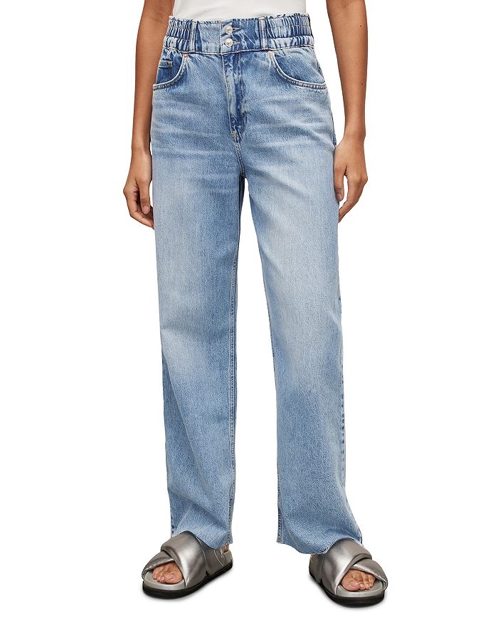 ALLSAINTS Hailey High Rise Wide Leg Jeans in Light Indigo | Bloomingdale's