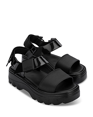 Shop Melissa Women's Kick Off Ankle Strap Slingback Platform Sandals In Black