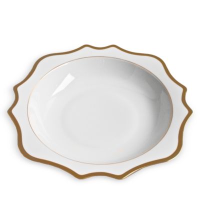 Antique White with Gold Salad Serving Bowl