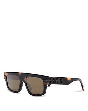 Fendi Graphy Rectangular Sunglasses, 54mm In Havana/brown Solid