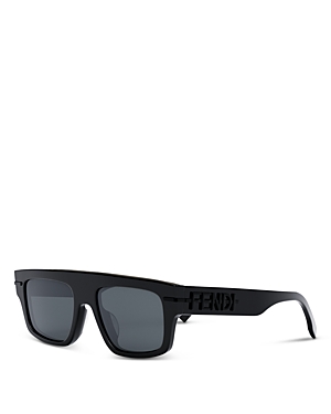 Fendi Graphy Rectangular Sunglasses, 54mm In Black/gray Solid