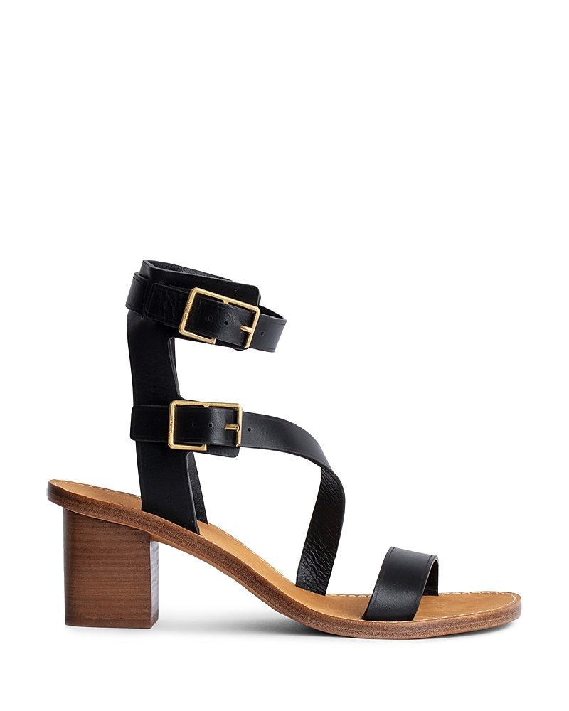 Zadig & Voltaire Women's Cecilia Double Buckle Block Heel Sandals
