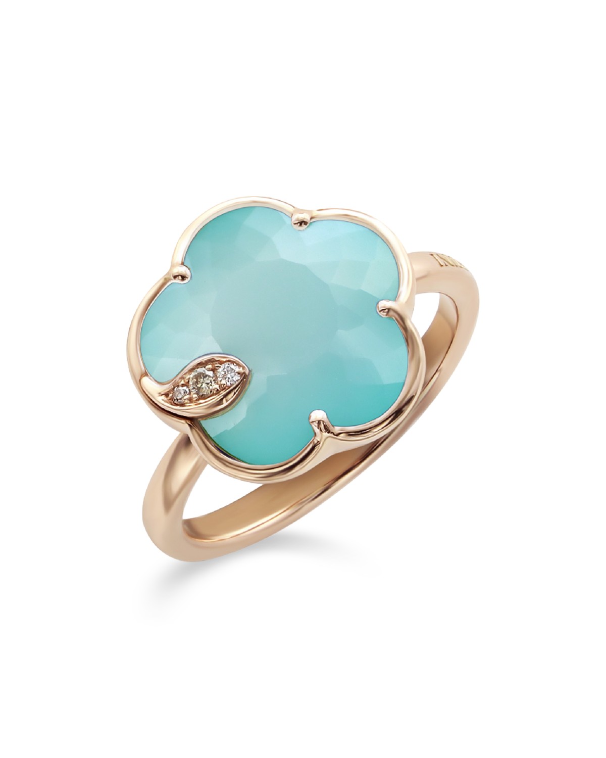 18K Rose Gold Petit Joli Turquoise & White Moonstone Doublet & Diamond Ring
