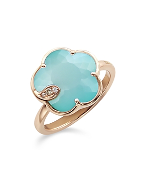Shop Pasquale Bruni 18k Rose Gold Petit Joli Turquoise & White Moonstone Doublet & Diamond Ring In Blue/rose Gold