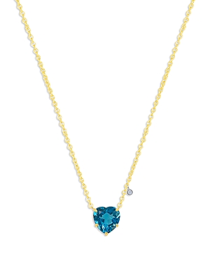 Meira T 14K Yellow & White Gold Blue Topaz & Diamond Heart & Dangle Pendant Necklace, 18