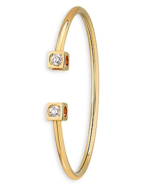 Shop Dinh Van 18k Yellow Gold Le Cube Diamant Diamond Cuff Bangle Bracelet
