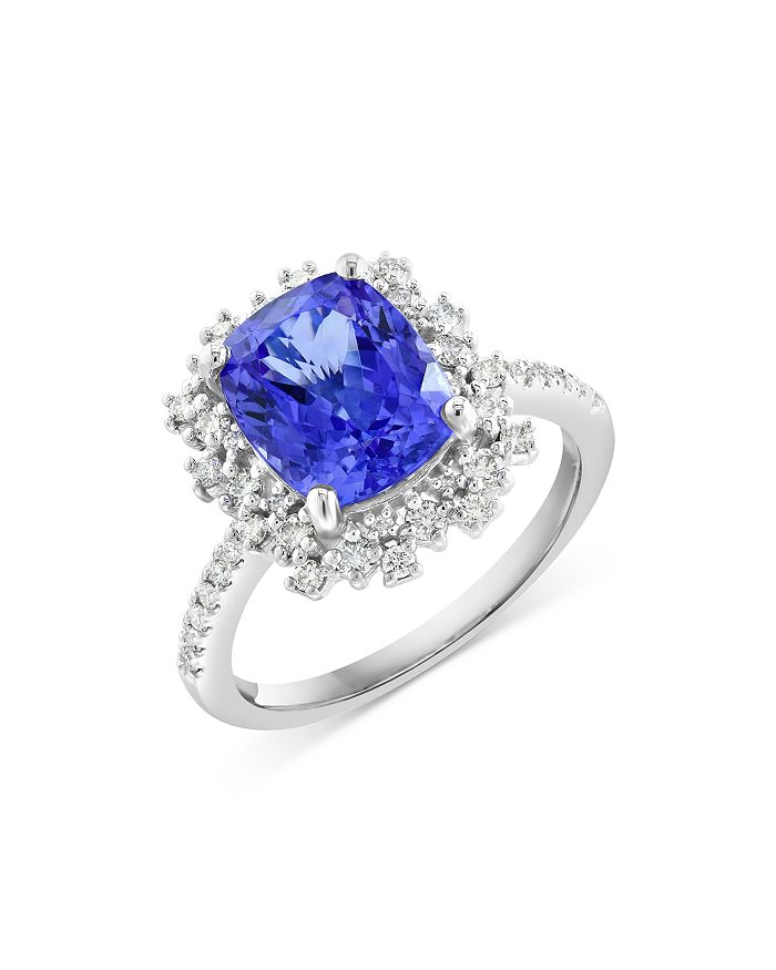 Bloomingdale's - Tanzanite & Diamond Halo Ring in 14K White Gold - 100% Exclusive